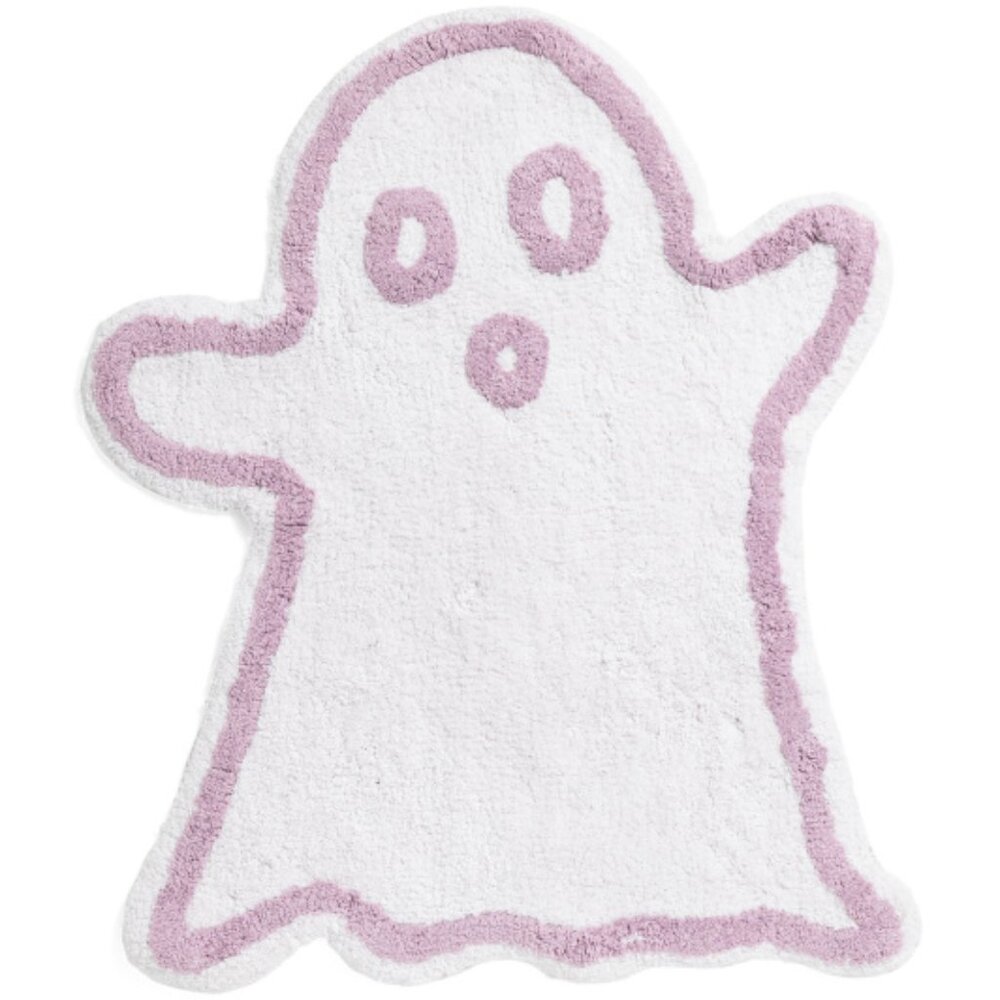VISTA HOME FASHIONS 2.25x2.6 Figural Ghost Bath Rug, Purple & White - NIP